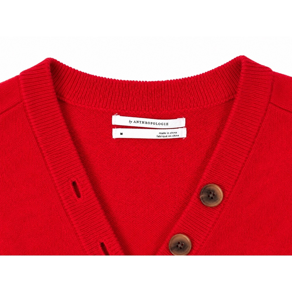 Anthropologie Red Button Front Tunic Sweater Womens M Long Sleeve Knit Top - Picture 5 of 7